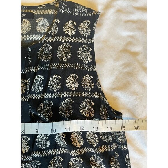 Madewell XS Sleeveless Black Ivory Stripe Print Top With Snap Front Blouse Shirt - Picture 8 of 12